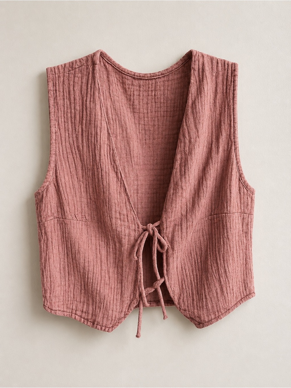 Kiabi Mauve Pink Gauze Cotton Tie-Front Vest Top Size S